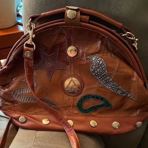 1980’s Agacci Leather hand/shoulder w/patchwork